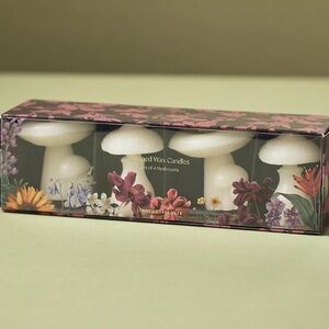 New - Anthropologie Mushroom Shaped Wax Candles, Set of 4
